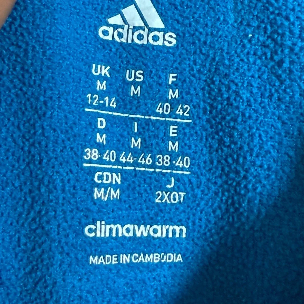 Adidas Climawarm Hoodie Mens Medium Blue Space Dye Fleece Logo Pullover